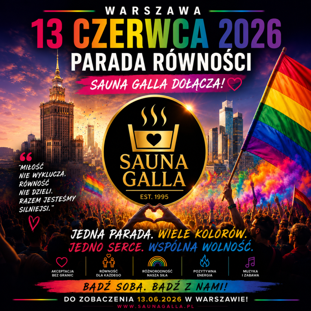 🌈 Sauna Galla dołącza do Parady Równości 2026 w Warszawie! 🌈 ?>